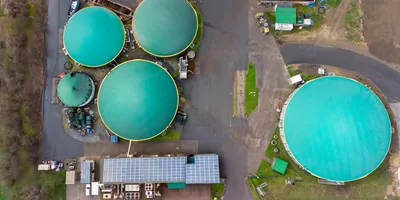 Aerial view of biogas plant