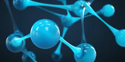 Blue colored abstract representation of molecules