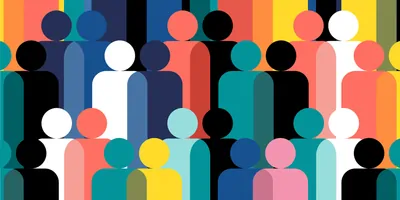 Illustration of multicolored human shapes