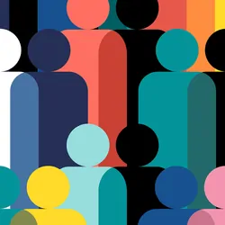 Illustration of multicolored human shapes