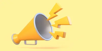Megaphone on yellow background 