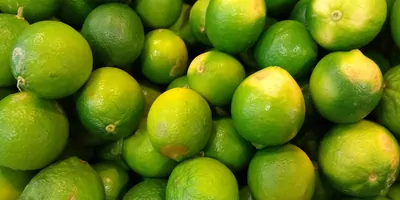 Lemons in a tropical fruit market infected with HLB yellow dragon citrus greening