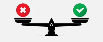 Illustration of fact and fiction being weighed on a balance