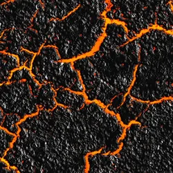 Red hot lava through the cracked ground