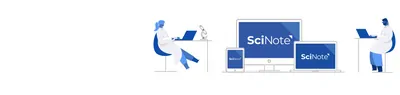 two cartoon scientists using scinote software 