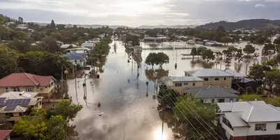 Flooded residential streets in Lismore