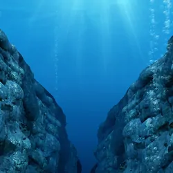 Underwater image of two cliffs in the ocean