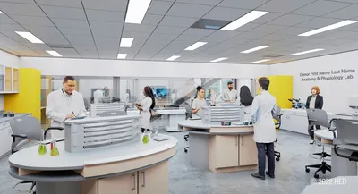 Lab staff working in lab
