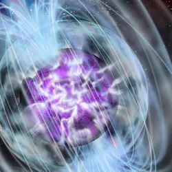 Computer image of a magnetar star in space