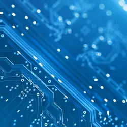 Computer image of a sheet of microelectronics