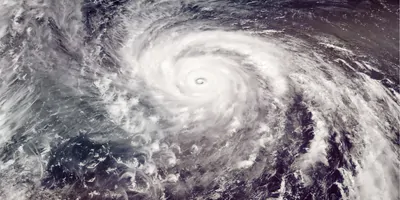 A satellite image of a cyclone