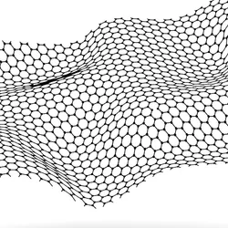 Computer generated image of a strip of graphene on a white background