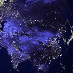 Image of the Earth at night with light pollution