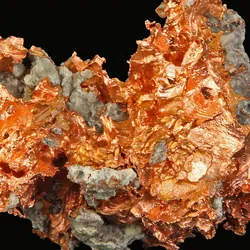 Large chunk of copper on a black background