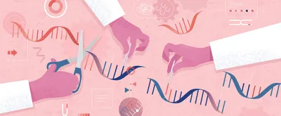 Illustration of scientists splicing DNA