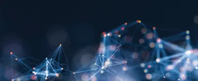 Floating webs of nodes representing digital data