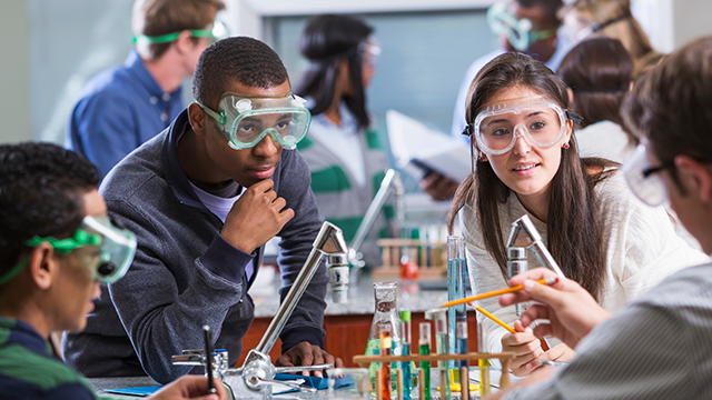 diverse students in chemistry lab