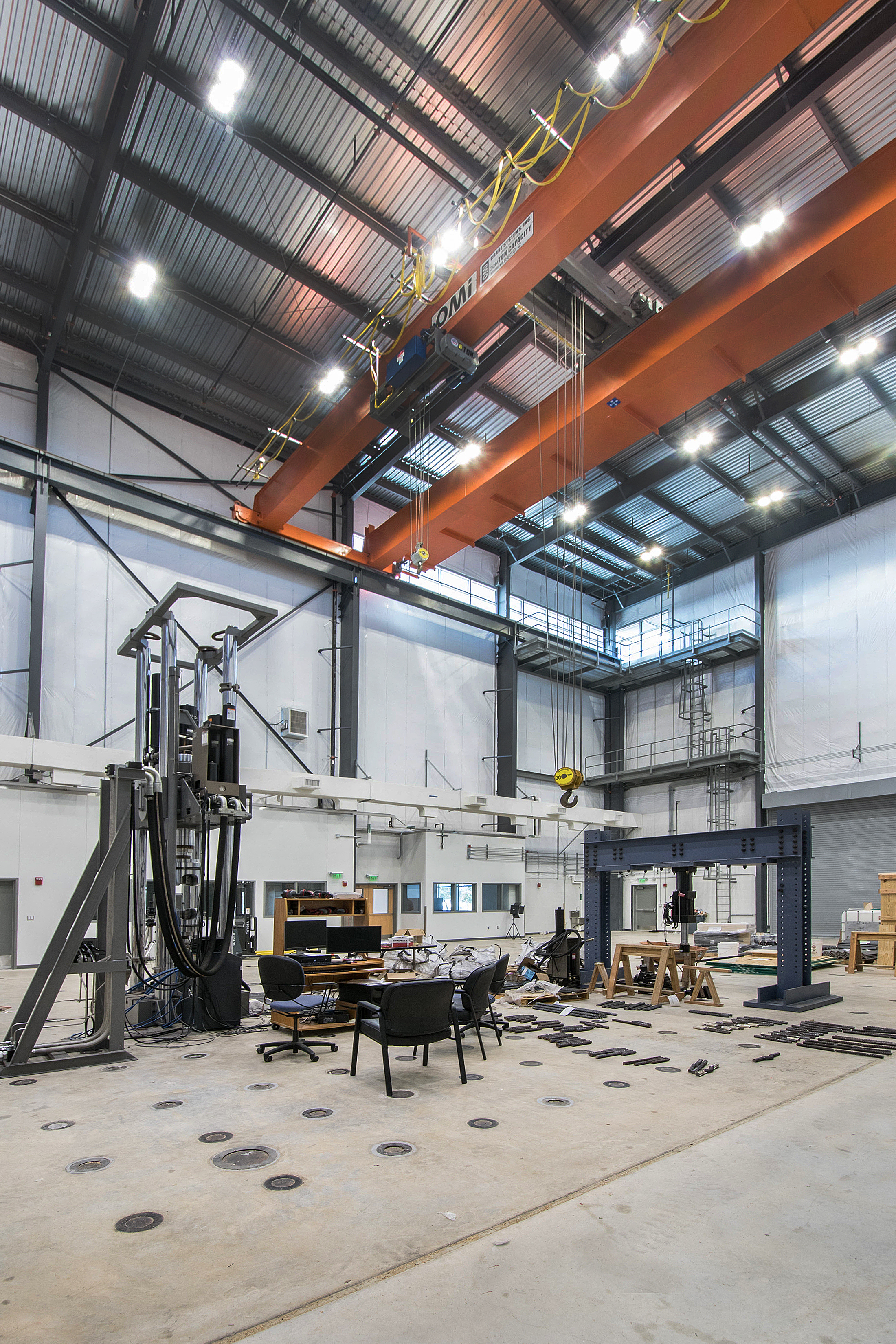 The cranes inside the Large-Scale Testing Laboratory.