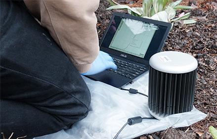 Researcher using the equipment on-site