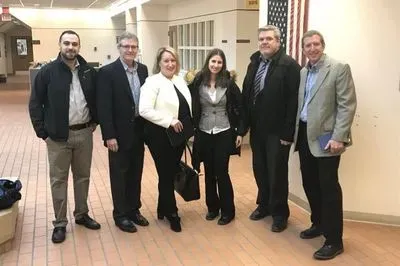 <em>Lab Manager</em> team members: (L-R) Reece Alvarez, Northeast accounts manager; Larry Frey, West/Midwest accounts manager; Alyssa Moore, Southeast/Mid-Atlantic/International accounts manager; Erica Tennenhouse, scientific content editor; Trevor Henderson, director of creative services; Edward Neeb, publisher.