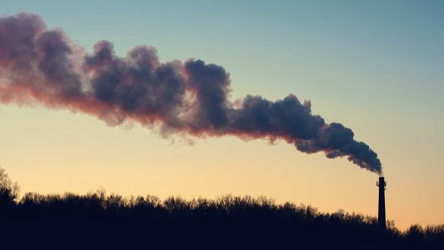 emissions from a plant chimney in Moscow, Russia