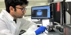 PhD student Sirshendu Misra, lead researcher on the development of new encapsulation technology, working in the Micro Nano-Scale Transport Lab at the University of Waterloo