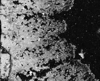 Back scattered electron images of a cross-section of the layer of metal scale