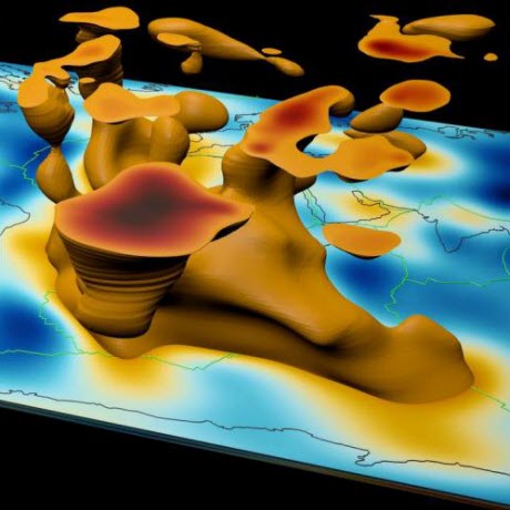 A visualization of mantle plumes