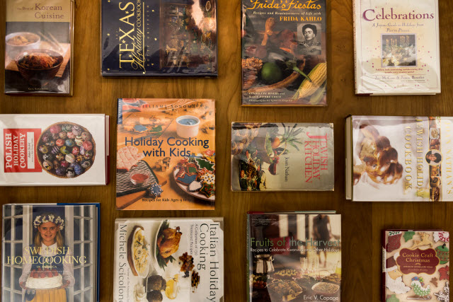 assortment of the holiday cookbooks 