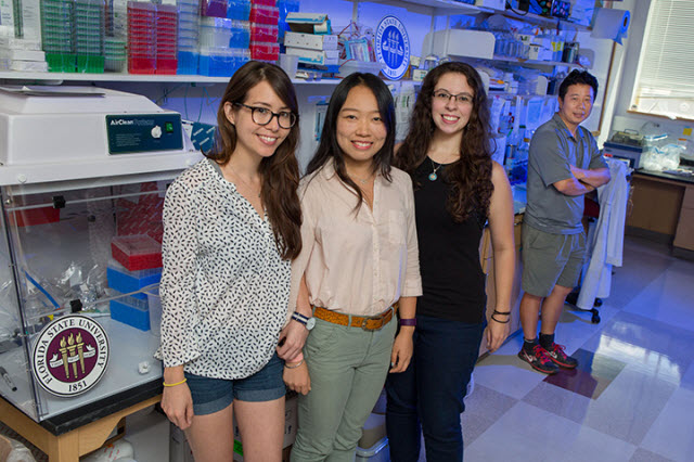 Doctoral students Emily Lee, Yichen Cheng and Sarah Ogden