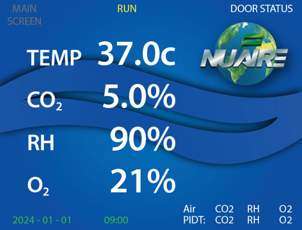 Screenshot of NuAire CO2 incubator display Screenshot of NuAire CO2 incubator display