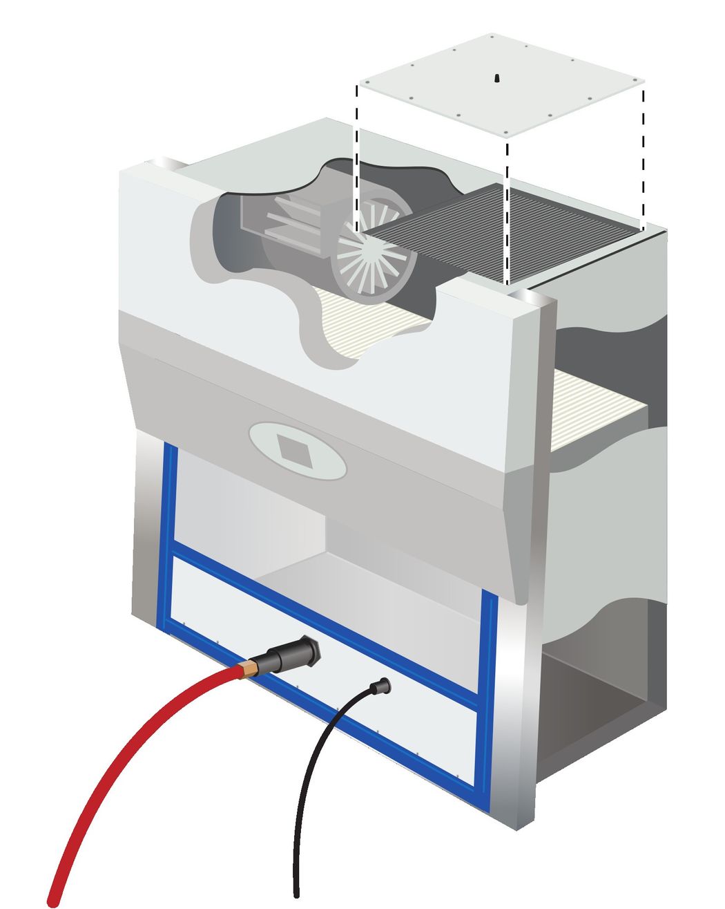 Illustration of a biosafety cabinet Illustration of a biosafety cabinet