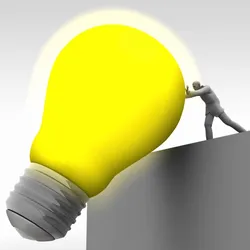 illustration of a man pushing a giant yellow lightbul off of a rooftop symbolizing the killing of creativity and innovation