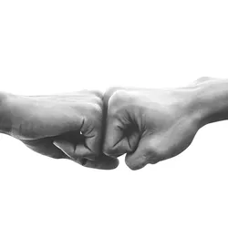 image of 2 hands "fist-bumping" illustating the concept of reducing unnecessary competition
