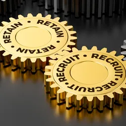 iamge of gears with the words recuit and retain illustrating the idea of employee retention strategies