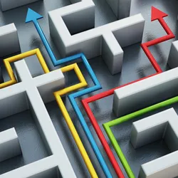 colored arrows in a maze illustrating the comcept of force field analysis decison making