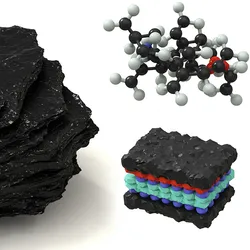 black phosphorous crystal along with atomic structure and diagram of the layerd phosphene product