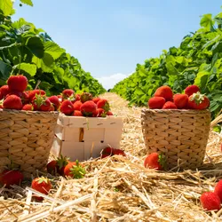 a strawberry field showing the best straberries to grow in a hot location