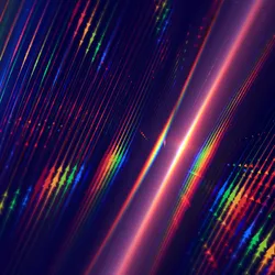 Pinkish light passes through a prism toward the camera, controlled by a metasurface