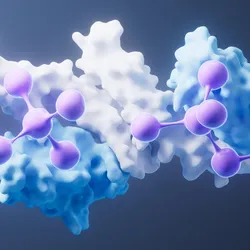White 3D render of proteins and molecules. Scientists have analyzed "sticky proteins" with AI to shed light on many human diseases