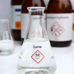 Beaker of cyanide representing the dangers of potassium cyanide.