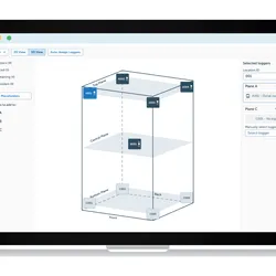 Laptop on a white background with a screen shot of the software in use