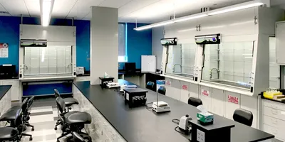 Laboratory with ductless fume hoods