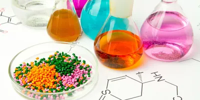 Polymer next to an organic solvent.