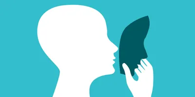 Silhouette of a person removing a mask, representing the recognition of imposter syndrome