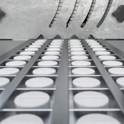 White tablets produced in a GMP facility represent validated pharmaceutical workflows supported by USP monographs and quality control methods