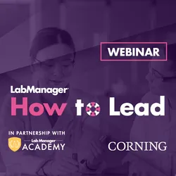 Thumbnail for how to lead webinar with person in white lab coat leading a team in the background.
