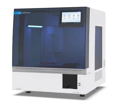 The Agilent Magnus NGS Prep System, an automated laboratory instrument with a blue transparent door and a touchscreen display.