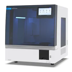 The Agilent Magnus NGS Prep System, an automated laboratory instrument with a blue transparent door and a touchscreen display.
