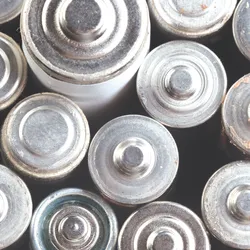 Corroded and mixed used batteries, illustrating the variability in recycled feedstocks that complicates sulfur recovery in battery QA.